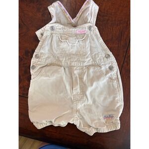 Vintage Baby Guess Corduroy Shortalls Tan Embroidered Bubble Overalls 18M